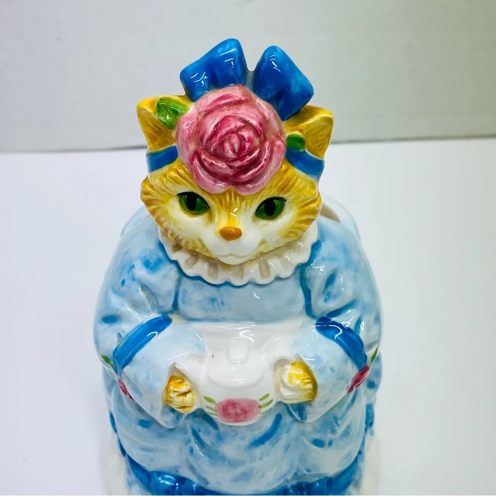 Otagiri Vintage Cat holding Teapot Utensil Holder Vase Planter EK Brownd Japan